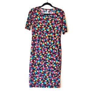 LuLaRoe Julia Geometric Rainbow Sheath Dress